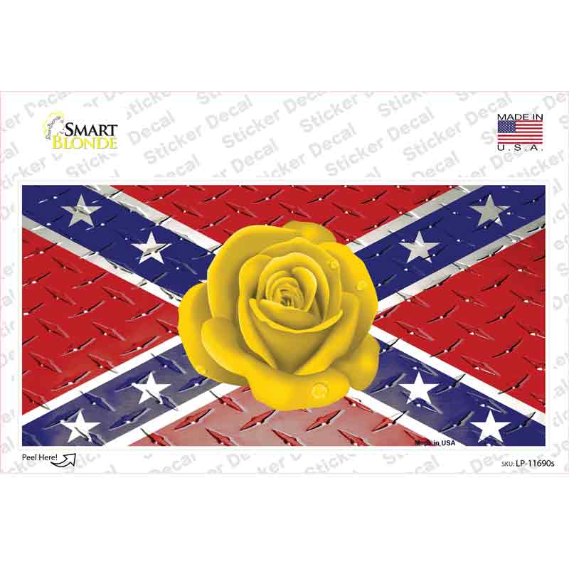 Confederate Flag With Yellow Rose Novelty Sticker Decal Small