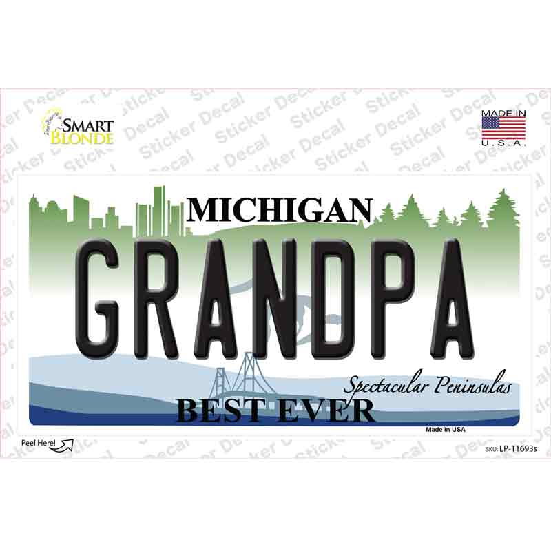 Grandpa Michigan Novelty Sticker Decal Small