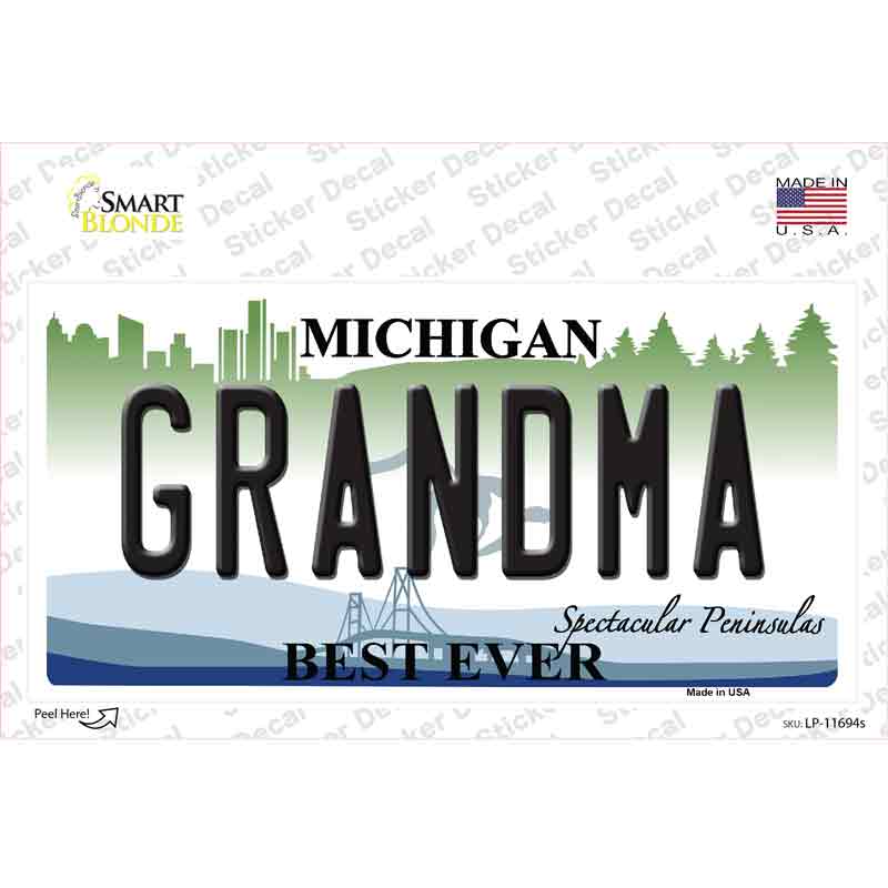 Grandma Michigan Novelty Sticker Decal Small