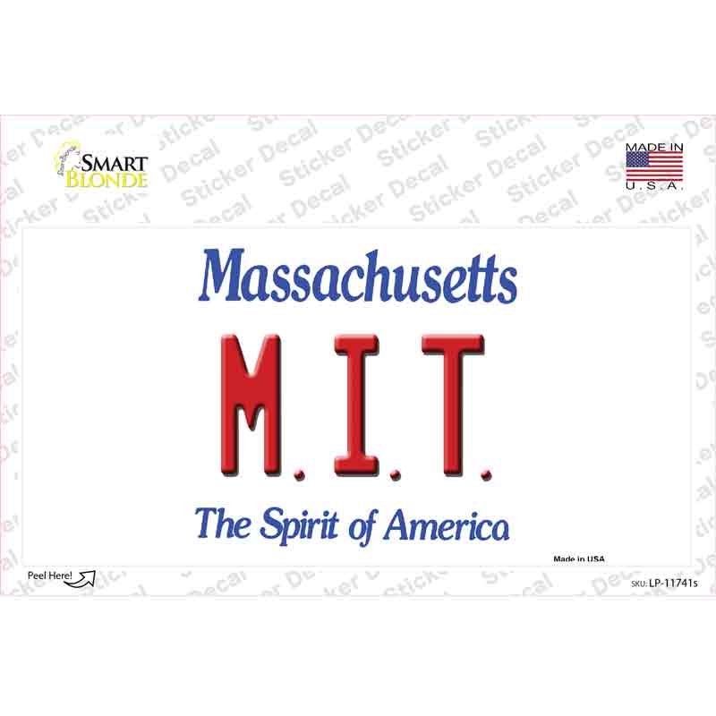 MIT Massachusetts State Novelty Sticker Decal Small