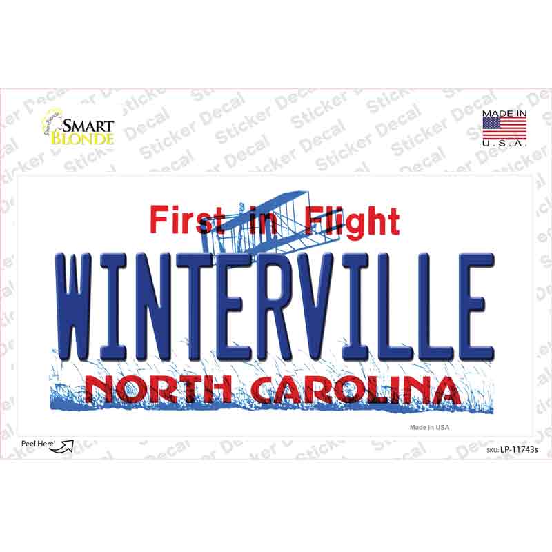 Winterville North Carolina State Novelty Sticker Decal Small