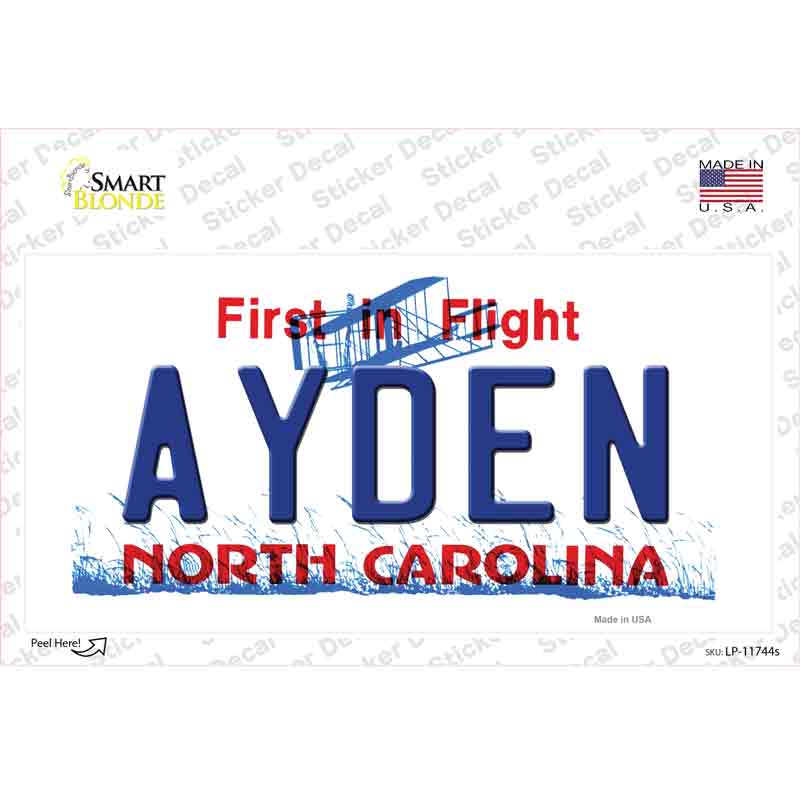 Ayden North Carolina State Novelty Sticker Decal Small