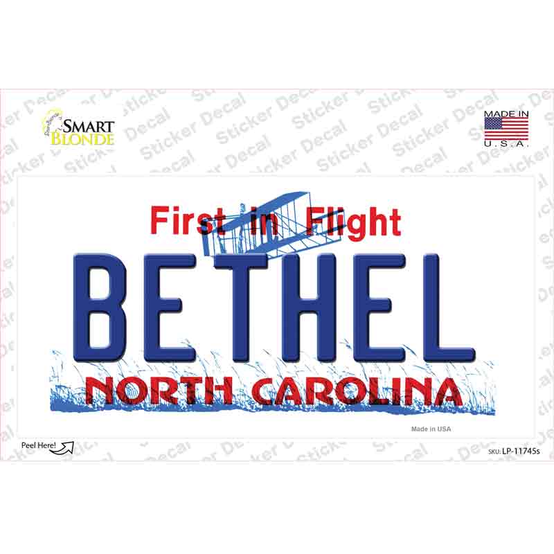 Bethel North Carolina State Novelty Sticker Decal Small