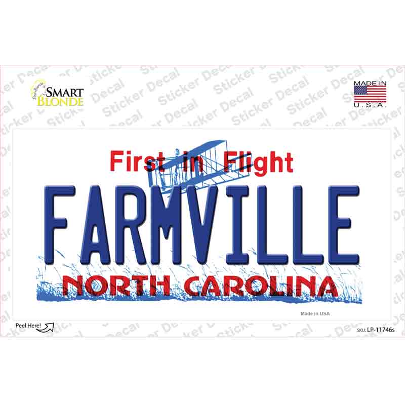 Farmville North Carolina State Novelty Sticker Decal Small