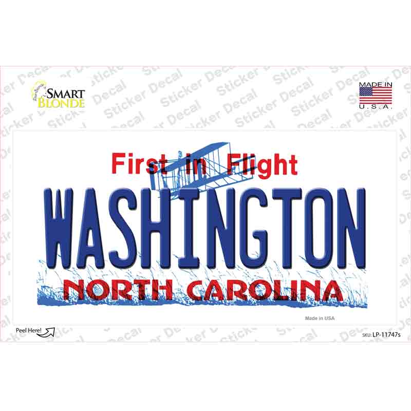 Washington North Carolina State Novelty Sticker Decal Small