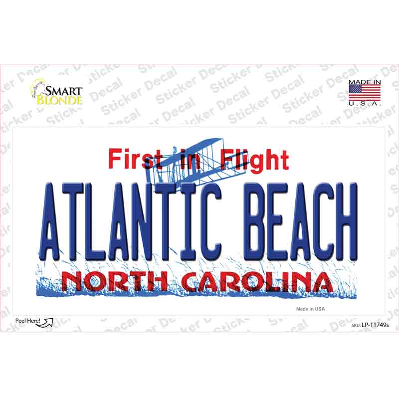 Atlantic Beach North Carolina State Novelty Sticker Decal Small