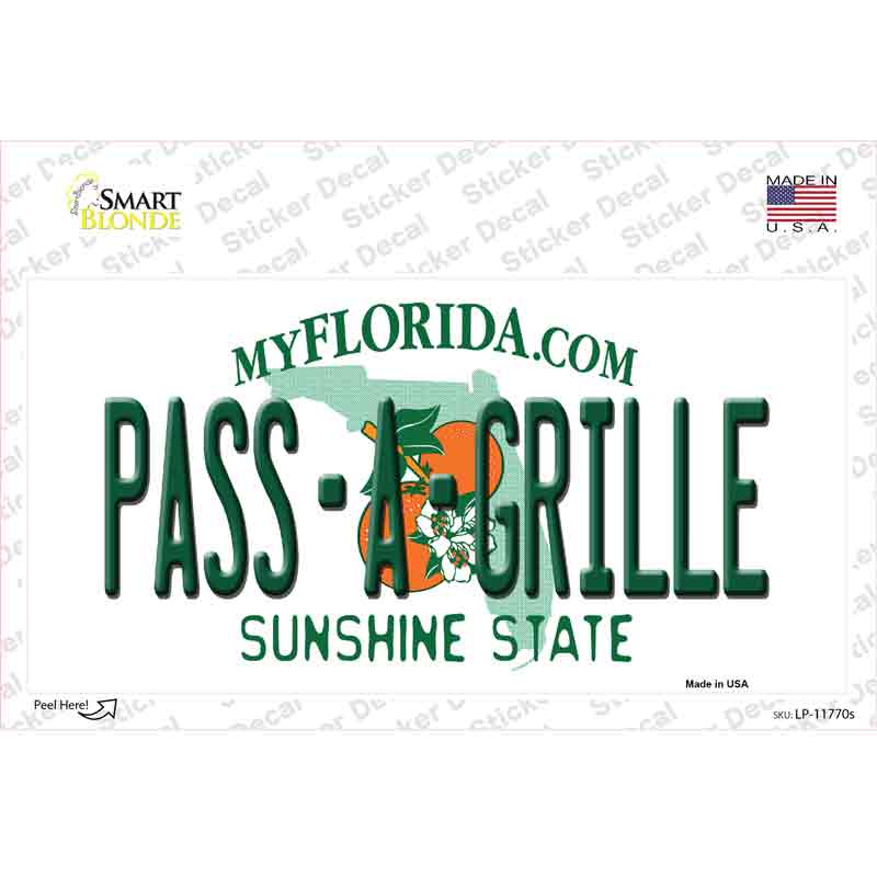 Pass A Grille Florida Novelty Sticker Decal Small