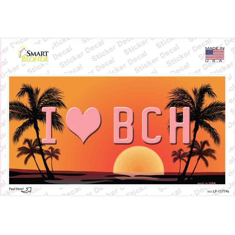 I Love Beach Novelty Sticker Decal Small