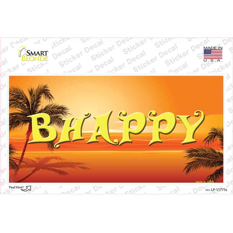 Be Happy Beach Scene Novelty Sticker Decal Small