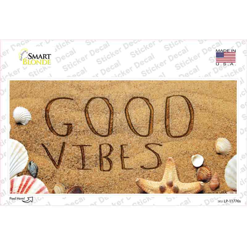 Good Vibes in the Sand Novelty Sticker Decal Small