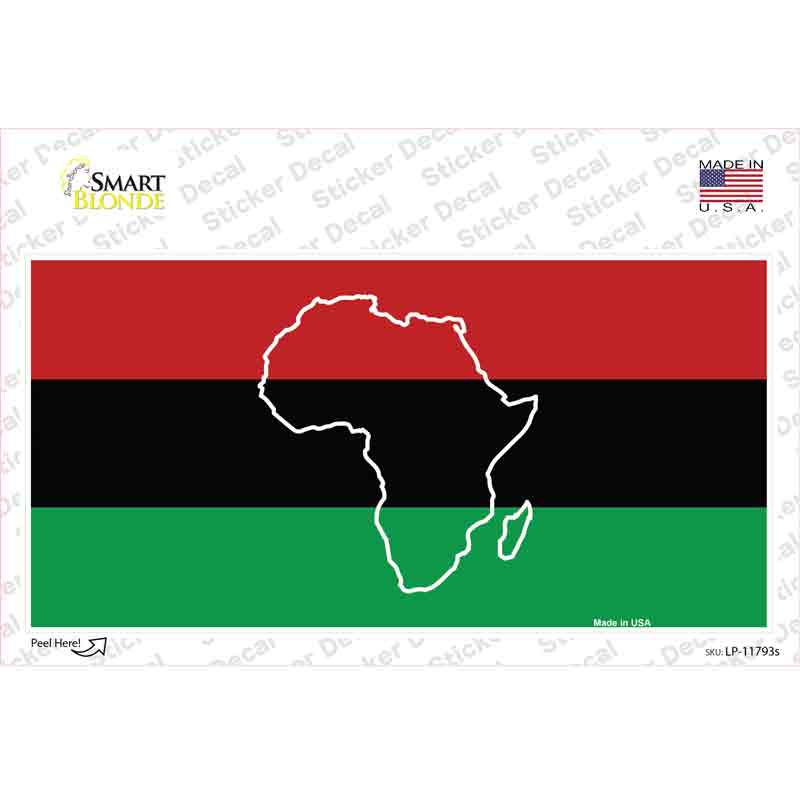 Africa Outline With Flag Novelty Sticker Decal