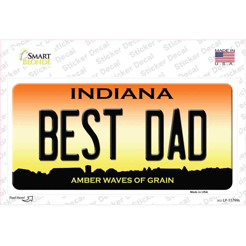 Best Dad Indiana Novelty Sticker Decal Small