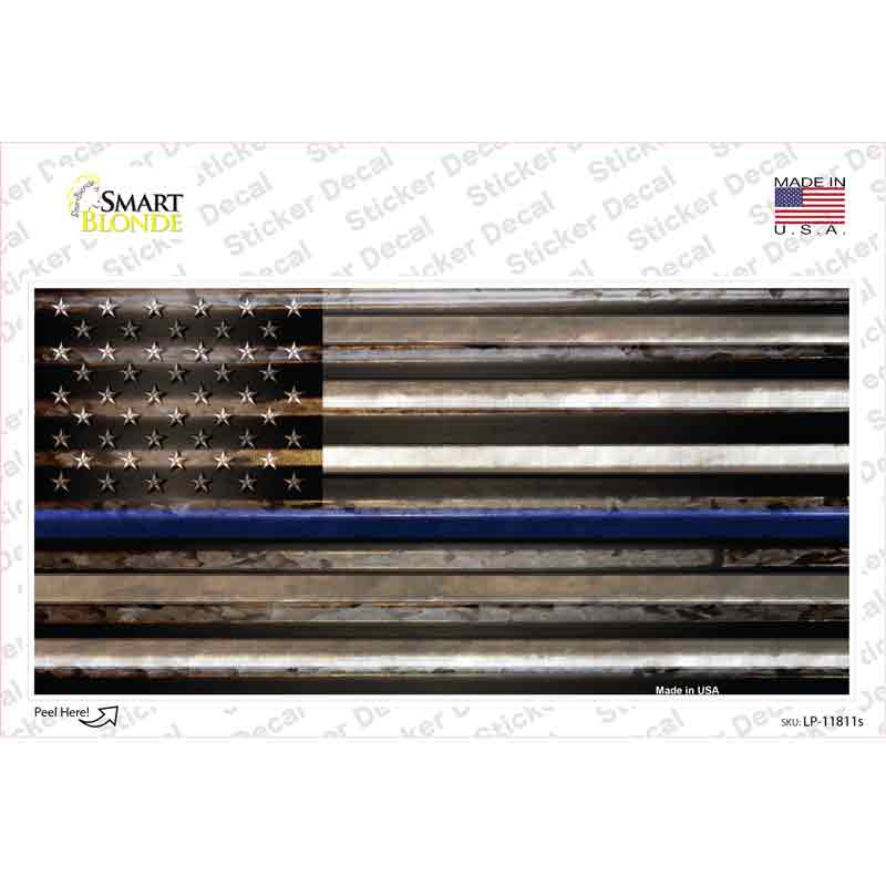 Thin Blue Line American Flag Novelty Sticker Decal Small