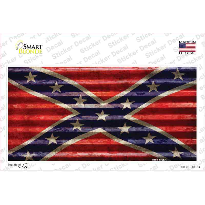 Corrugated Effect Confederate Flag Novelty Sticker Decal Small