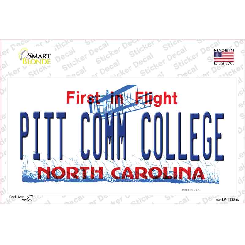 Pitt Comm College North Carolina Novelty Sticker Decal Small