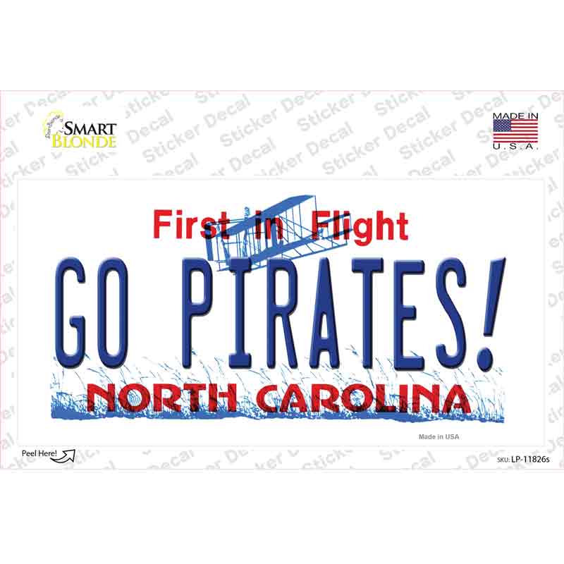 Go Pirates North Carolina Novelty Sticker Decal Small