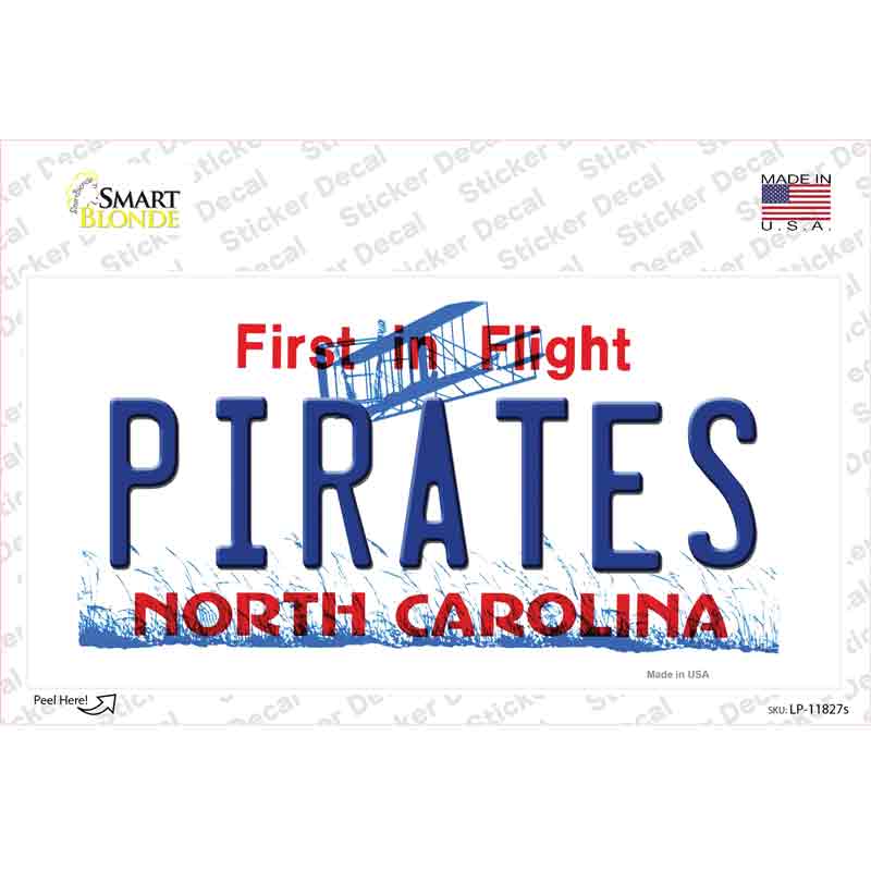 Pirates North Carolina Novelty Sticker Decal Small