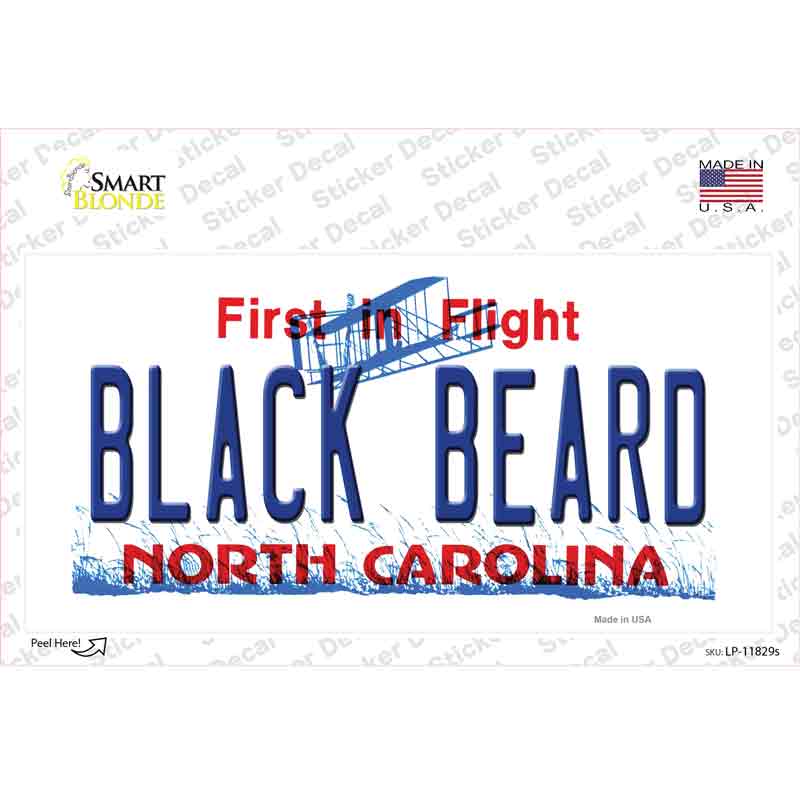 Black Beard North Carolina Novelty Sticker Decal Small