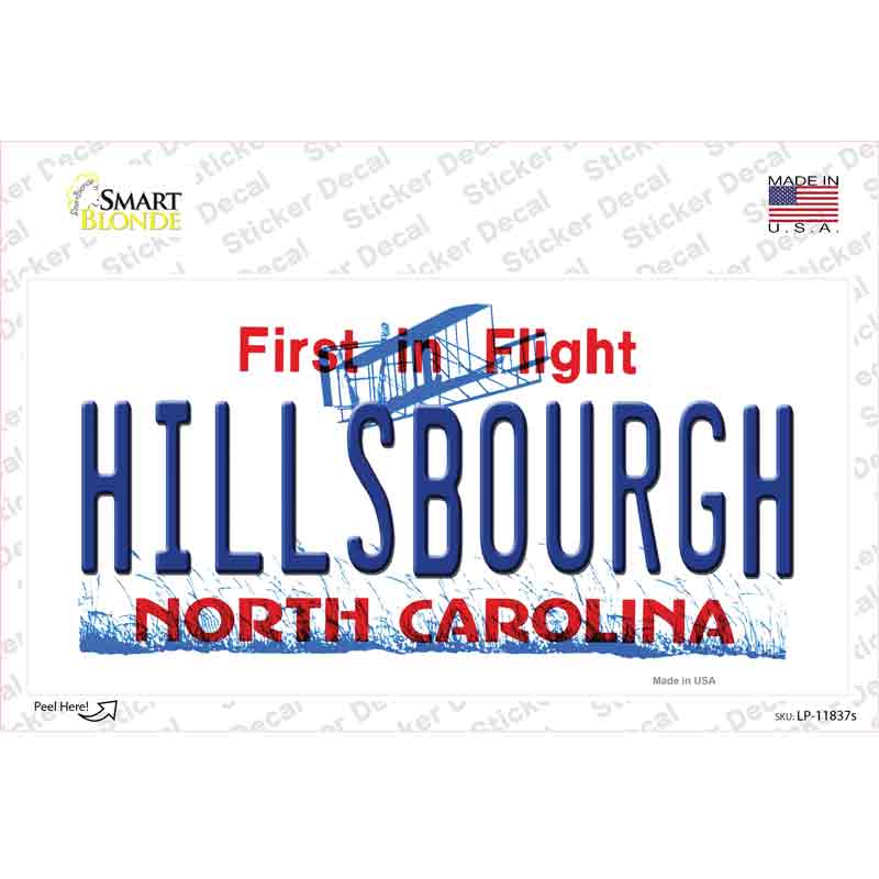 Hillsbourgh North Carolina Novelty Sticker Decal Small