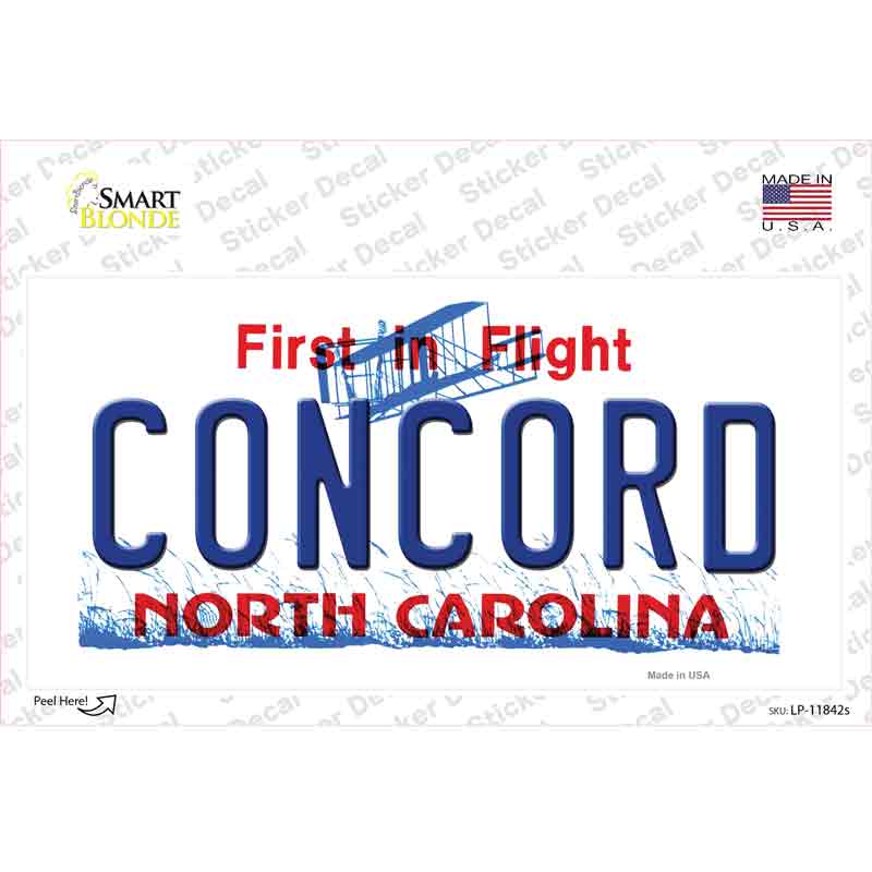 Concord North Carolina Novelty Sticker Decal Small