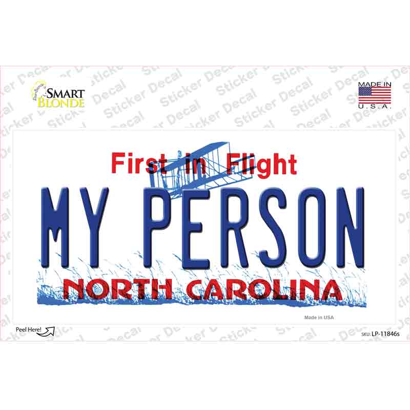 My Person North Carolina Novelty Sticker Decal Small