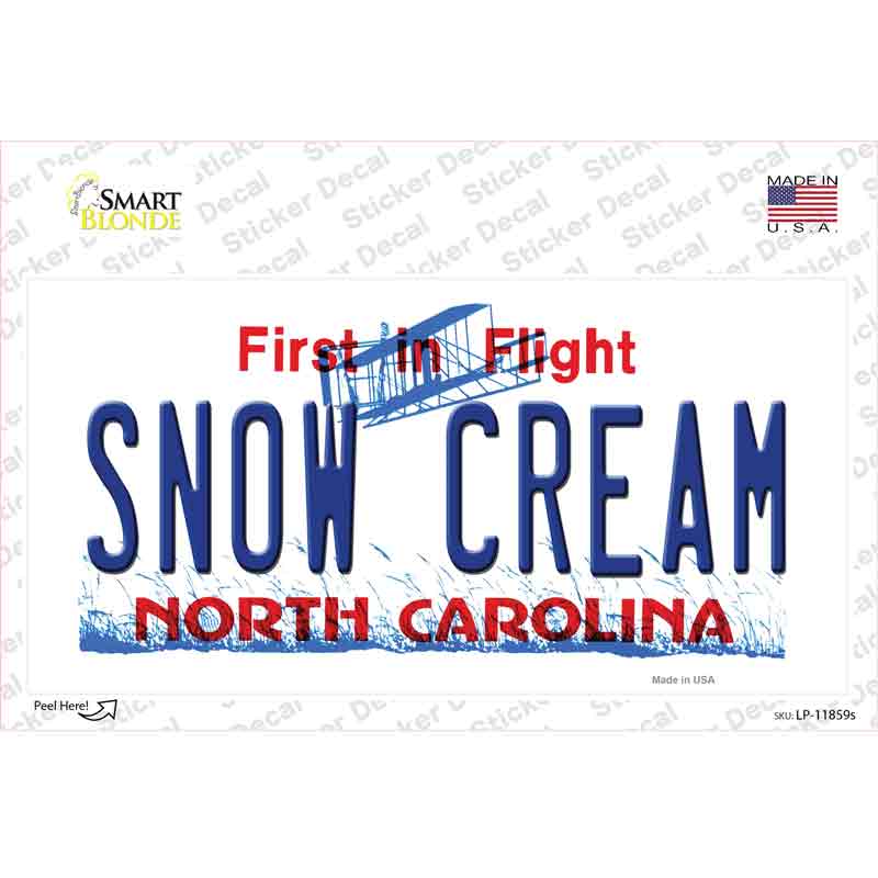 Snow Cream North Carolina Novelty Sticker Decal Small