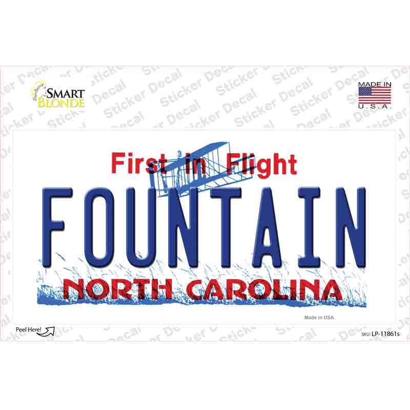 Fountain North Carolina Novelty Sticker Decal Small