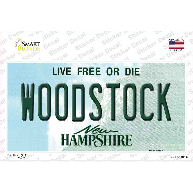 Woodstock New Hampshire Novelty Sticker Decal Small