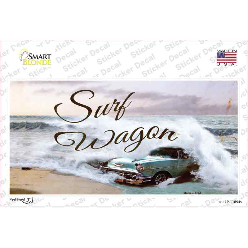 Surf Wagon Novelty Sticker Decal Small