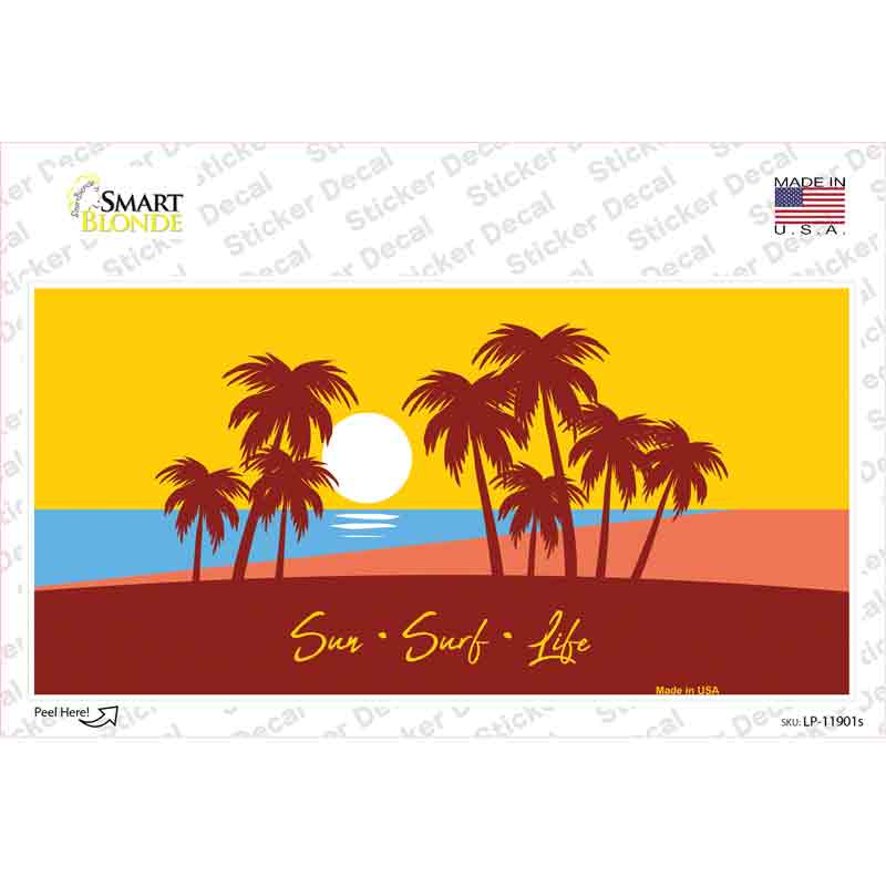 Sun Surf Life Novelty Sticker Decal Small