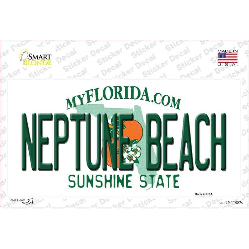 Florida Neptune Beach Novelty Sticker Decal Small