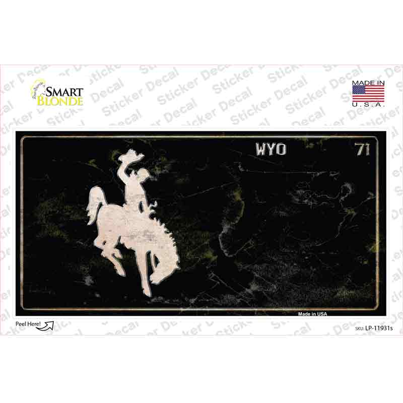 Wyoming Black Rusty Novelty Sticker Decal Small