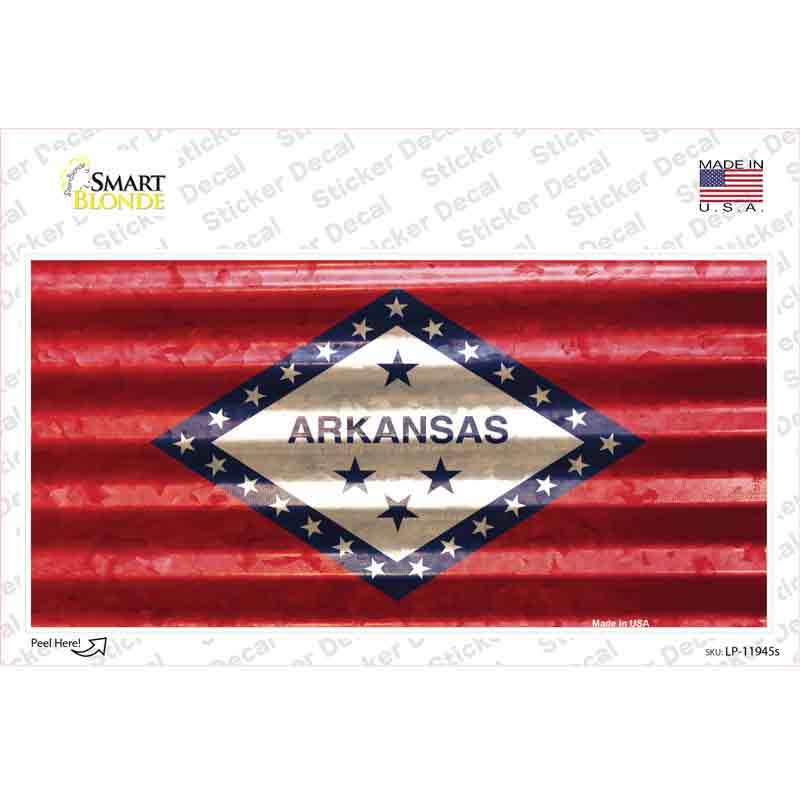 Arkansas Corrugated Flag Novelty Sticker Decal Small