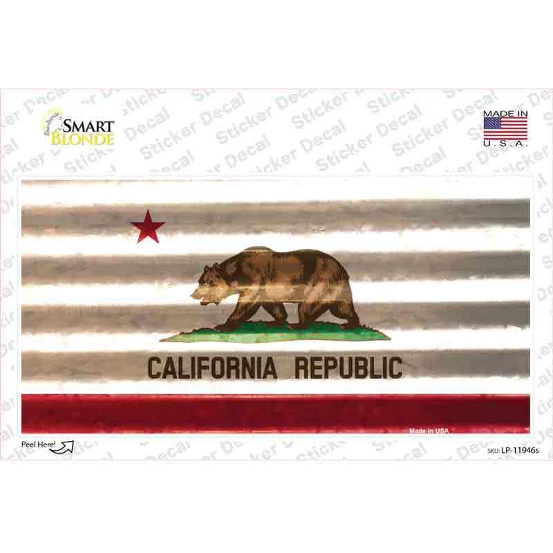 California Corrugated Flag Novelty Sticker Decal Small