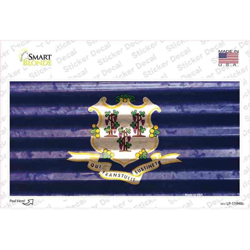 Connecticut Corrugated Flag Novelty Sticker Decal Small