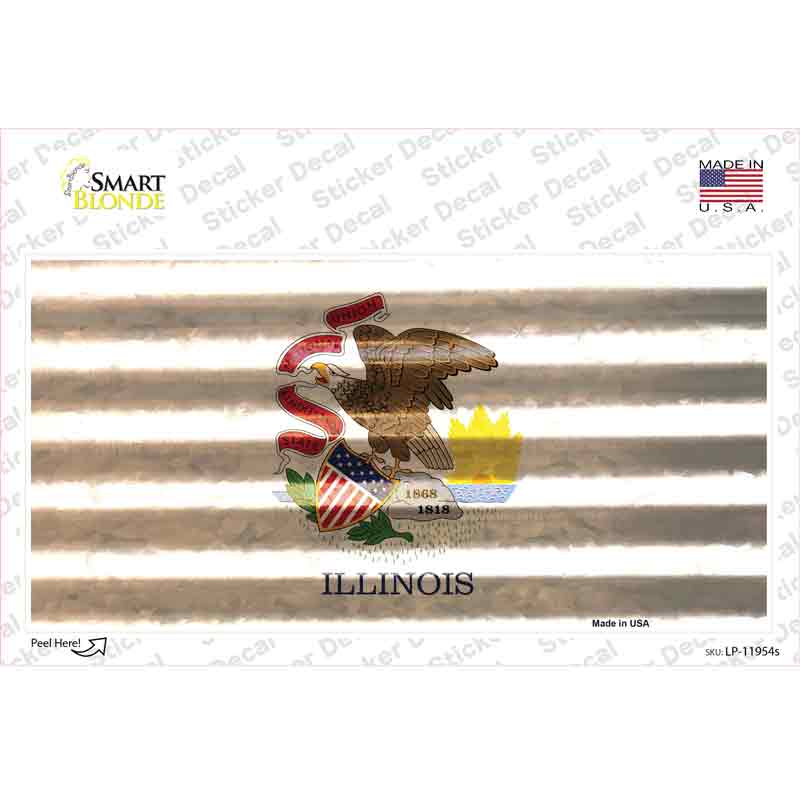 Illinois Corrugated Flag Novelty Sticker Decal Small