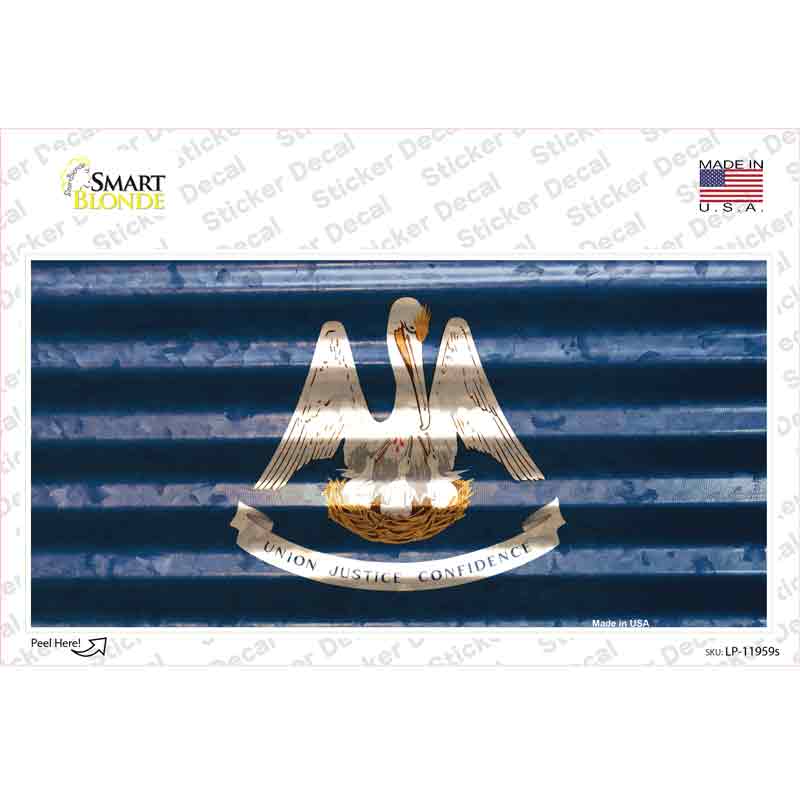 Louisiana Corrugated Flag Novelty Sticker Decal Small