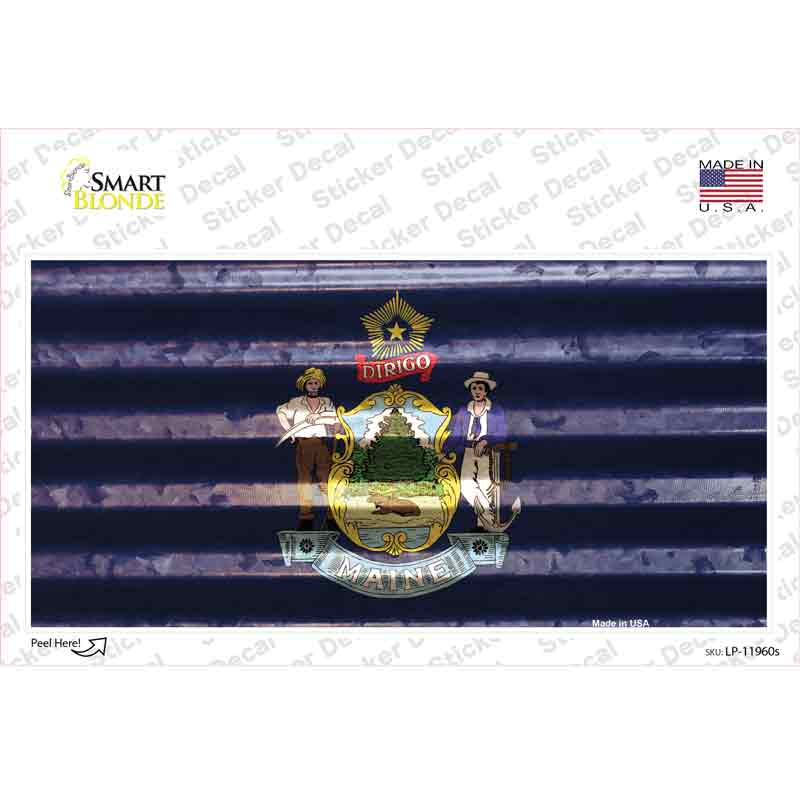 Maine Corrugated Flag Novelty Sticker Decal Small