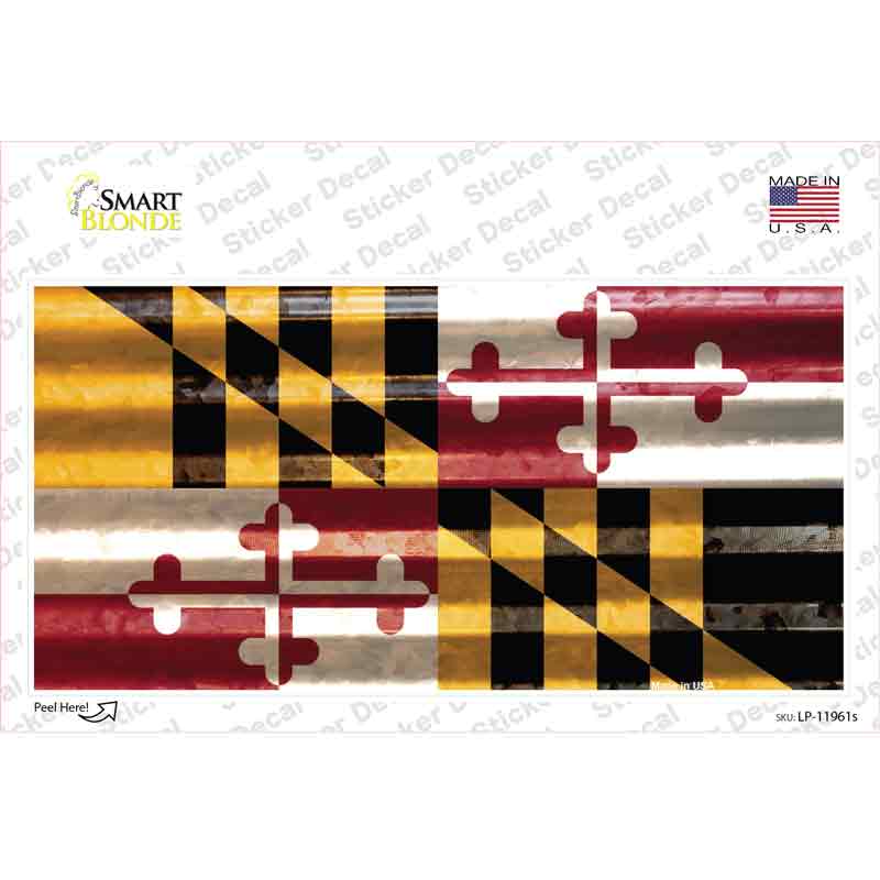 Maryland Corrugated Flag Novelty Sticker Decal Small