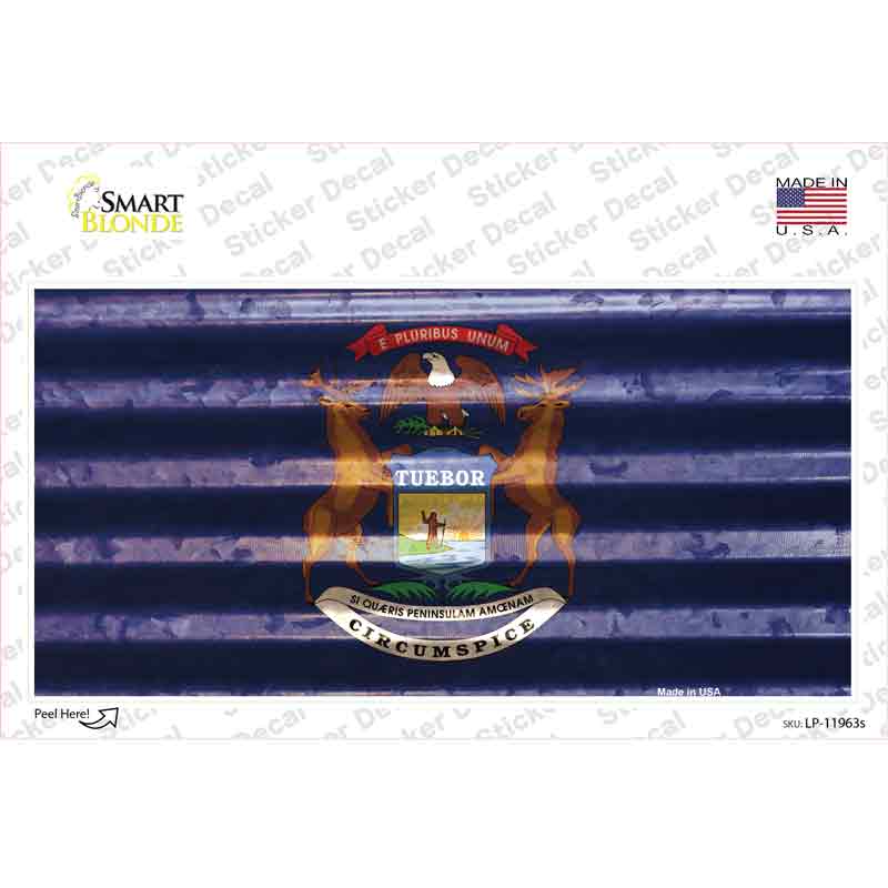 Michigan Corrugated Flag Novelty Sticker Decal Small