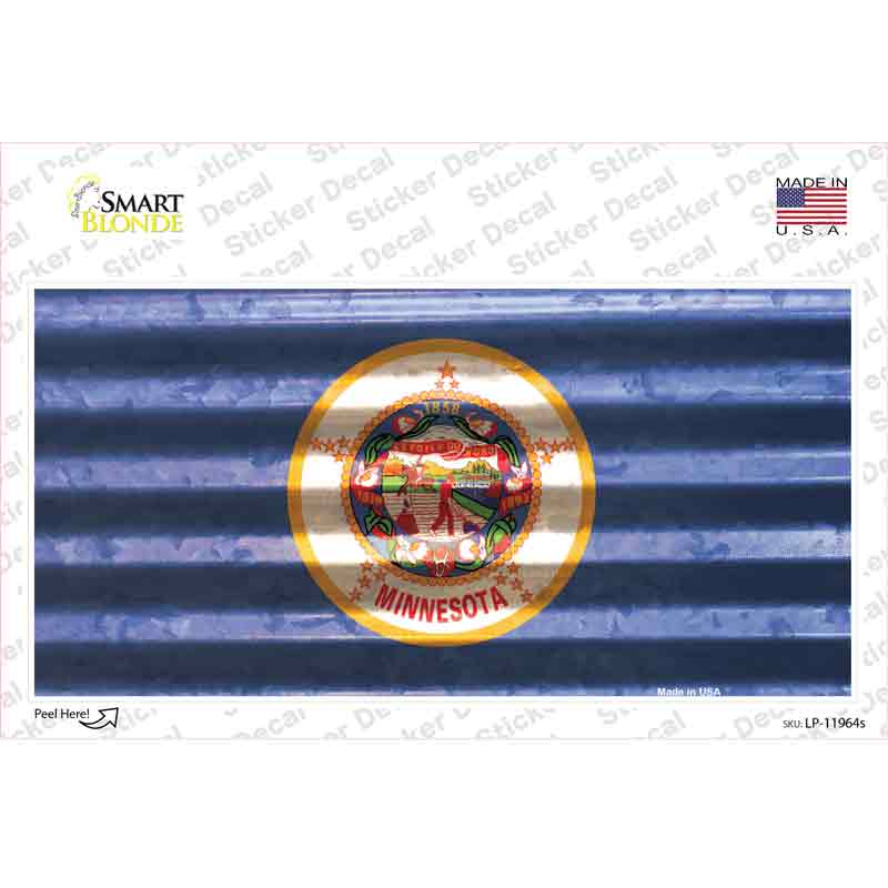 Minnesota Corrugated Flag Novelty Sticker Decal Small