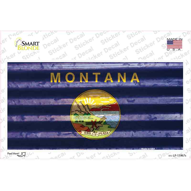 Montana Corrugated Flag Novelty Sticker Decal Small