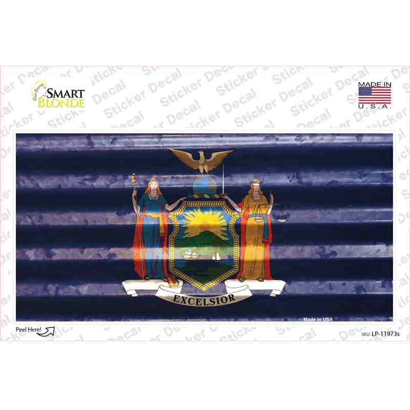 New York Corrugated Flag Novelty Sticker Decal Small