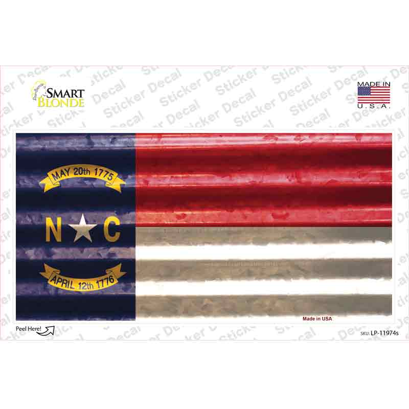 North Carolina Corrugated Flag Novelty Sticker Decal Small