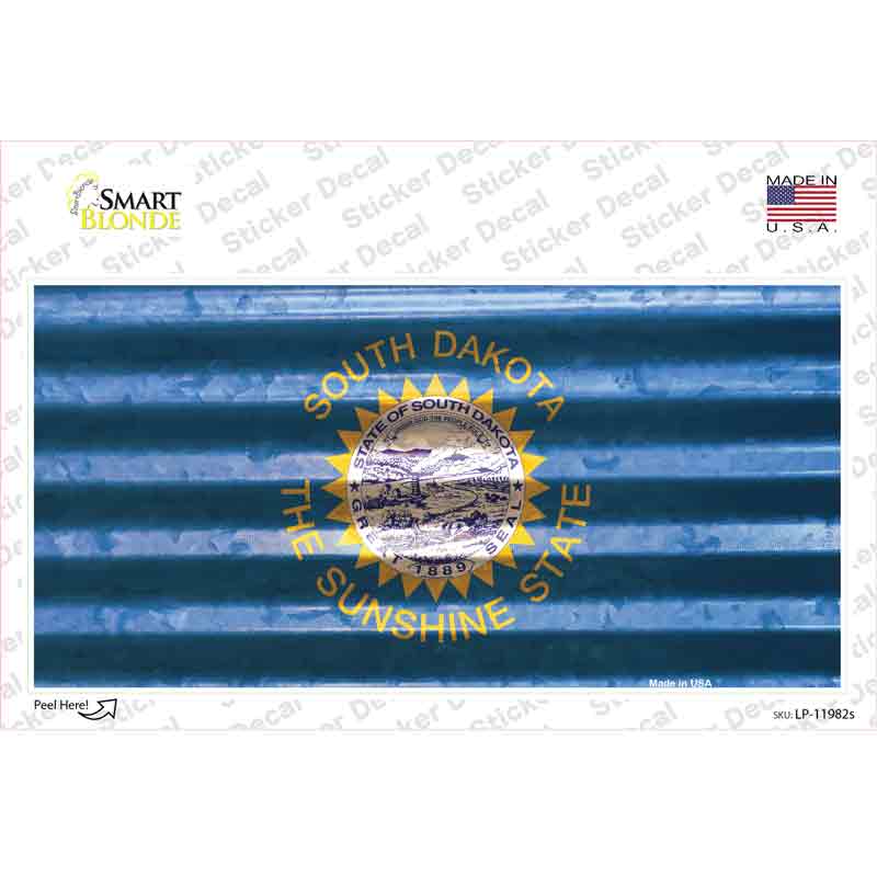 South Dakota Corrugated Flag Novelty Sticker Decal Small