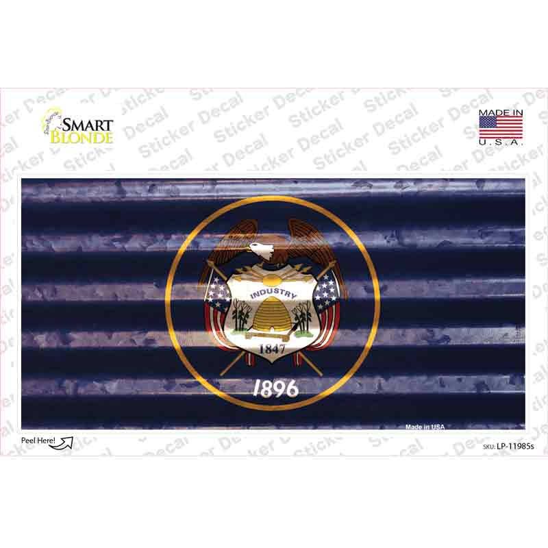 Utah Corrugated Flag Novelty Sticker Decal Small