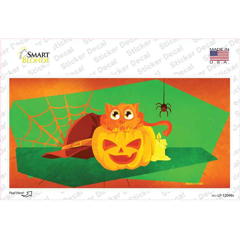 Pumpkin Kitty Novelty Sticker Decal Small