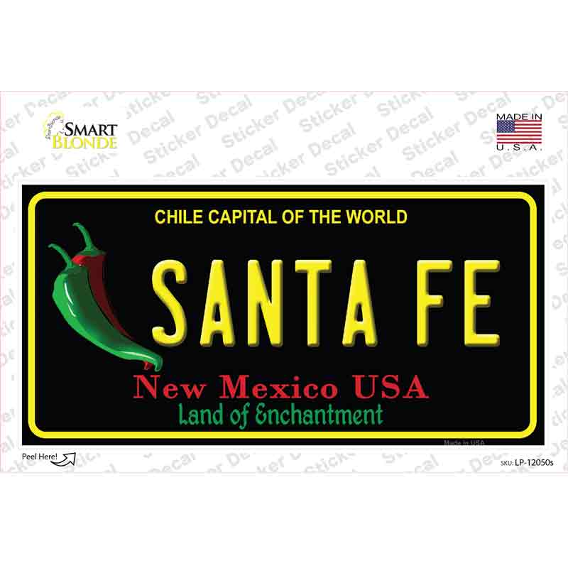 Santa Fe Black New Mexico Novelty Sticker Decal Small