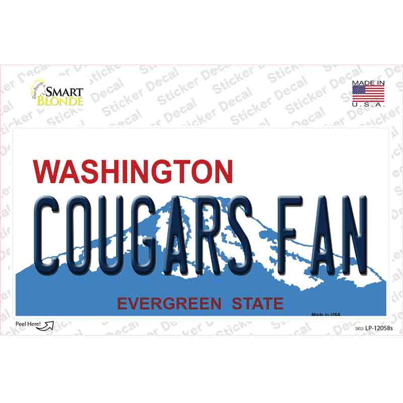 Cougars Fan Washington Novelty Sticker Decal Small