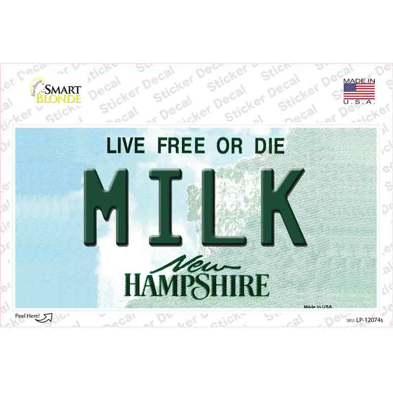 Milk New Hampshire State Novelty Sticker Decal Small